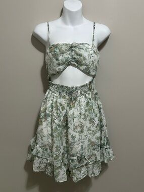 Windsor Green & Cream Floral Smocked Dress